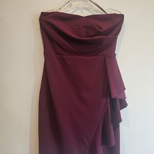 Brand New Dress the Population Red Ruched Strapless Cocktail Dress